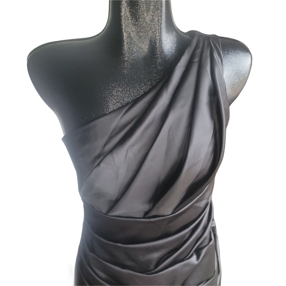 David's Bridal Black One-Shoulder Formal Prom Party Whimsgoth Dress Size 6 - Picture 3 of 9